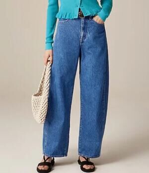 J.Crew Barrel Leg Jeans Size 31 High Rise Cropped 100% Cotton Denim